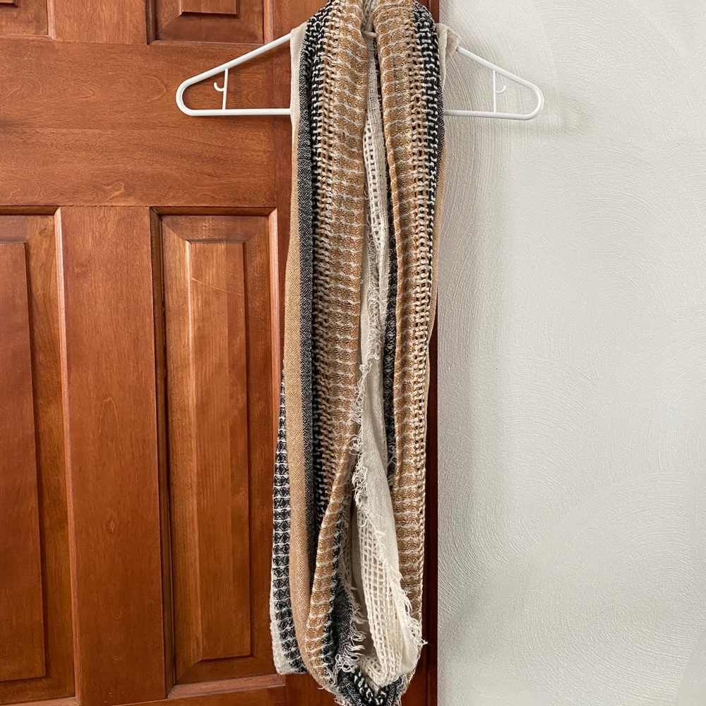 Cream, tan & black infinity scarf